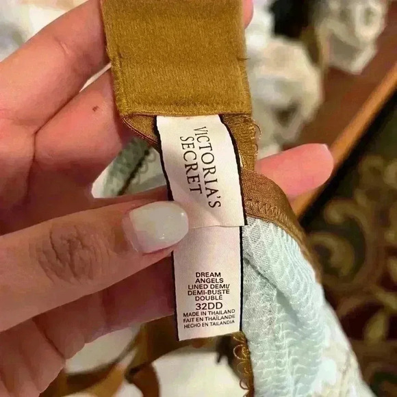 Victoria’s Secret floral dream angels lined Demi push up Blue Laced Bra sz 32DD - Picture 3 of 4